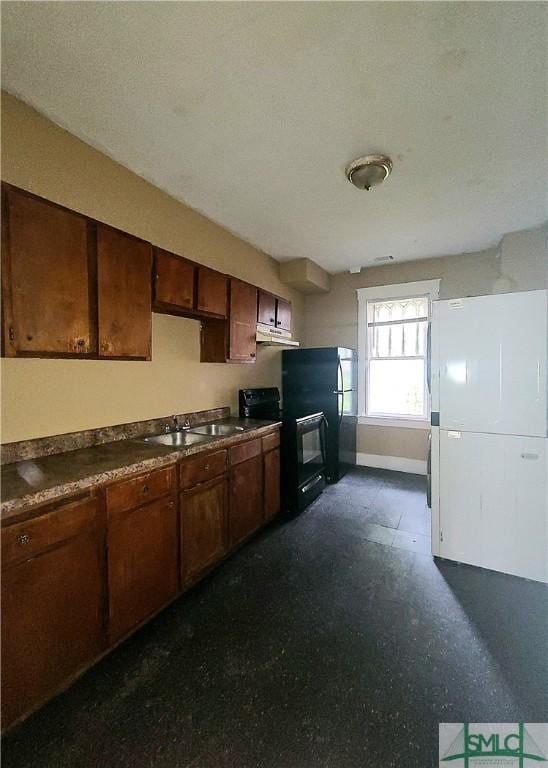 kitchen with sink and black appliances