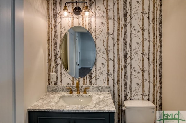 bathroom with toilet and vanity