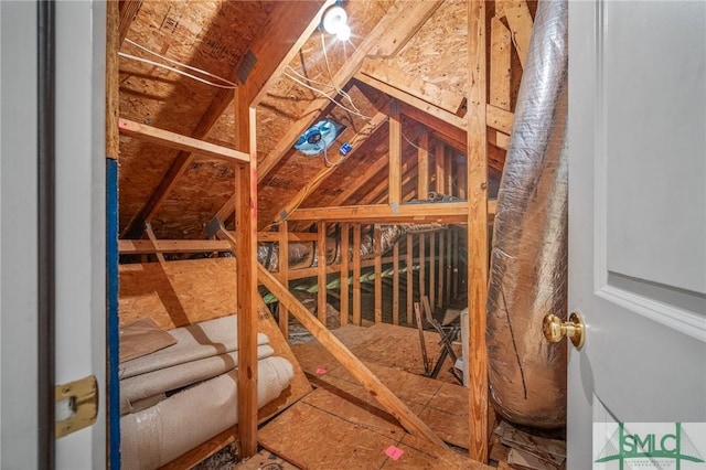 view of unfinished attic