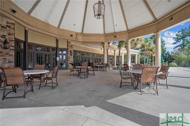 view of patio featuring a gazebo