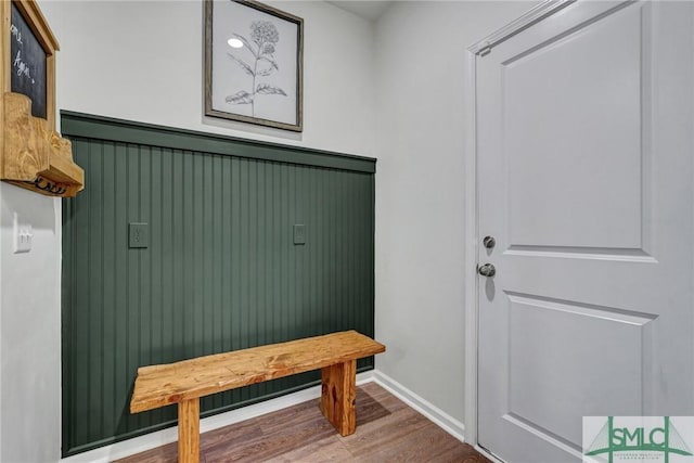 mudroom with hardwood / wood-style floors