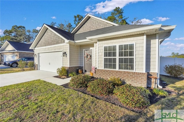 craftsman-style home featuring a garage and a front yard