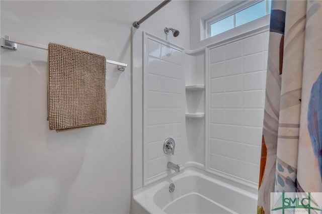 bathroom featuring shower / bath combination with curtain