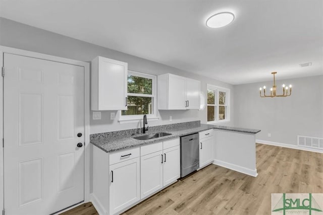 kitchen with sink, stainless steel dishwasher, and white cabinets