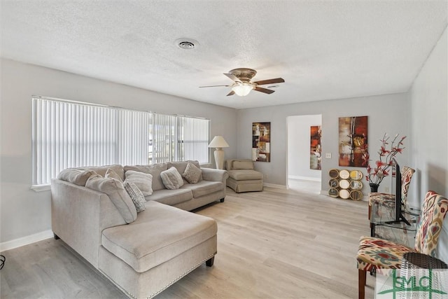 108 Dawson Ln, Ludowici, GA 31316 - living room with ceiling fan, light hardwood / wood-style floors, and a textured ceiling