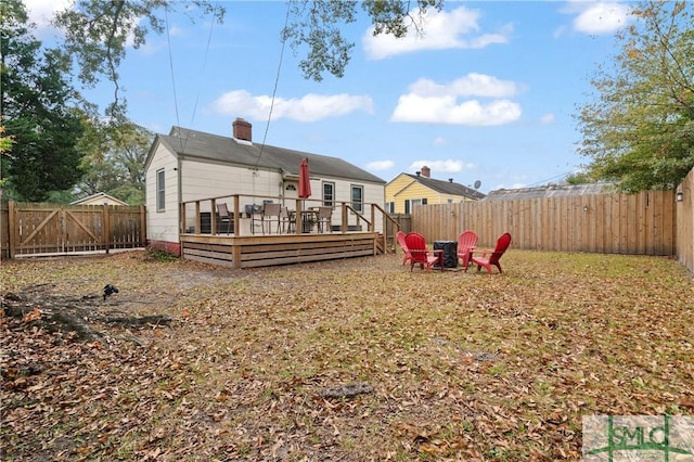 view of yard with a deck