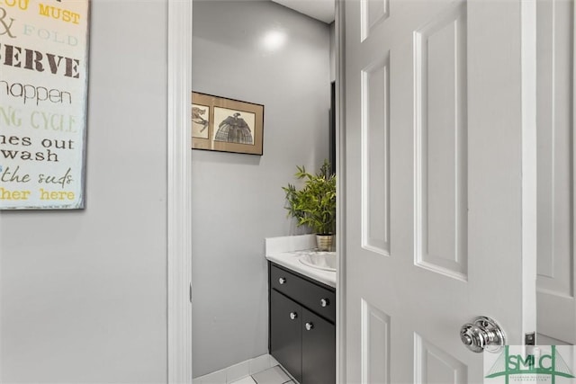 bathroom featuring vanity and tile patterned floors