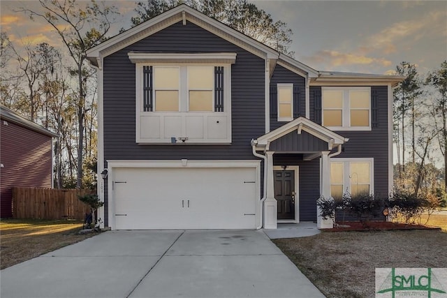 view of front facade featuring a garage