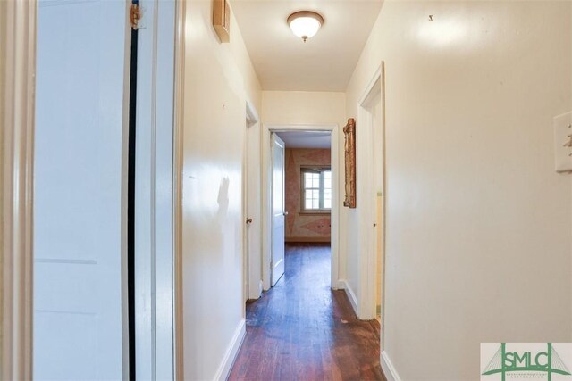 hall featuring dark hardwood / wood-style floors