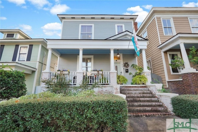 view of front of property with covered porch