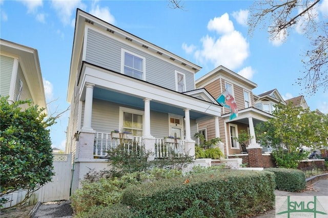 view of front of house with covered porch