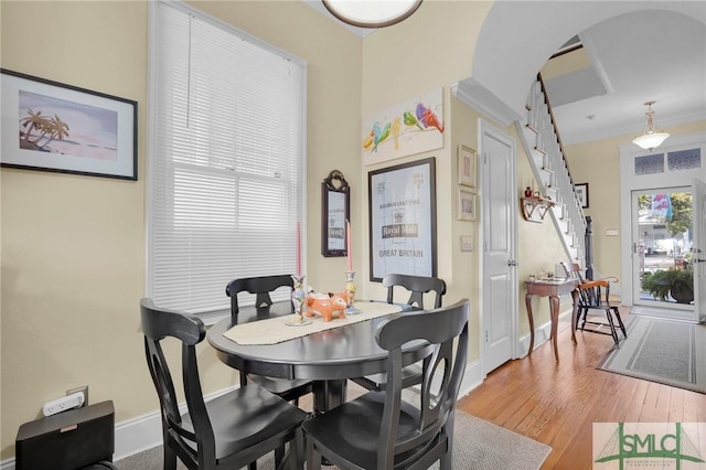 dining area featuring wood-type flooring