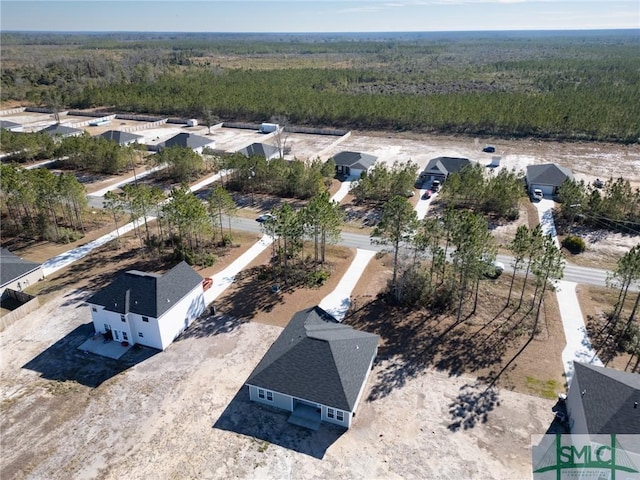 aerial view with a forest view