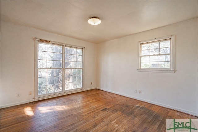 spare room featuring hardwood / wood-style floors and a wealth of natural light