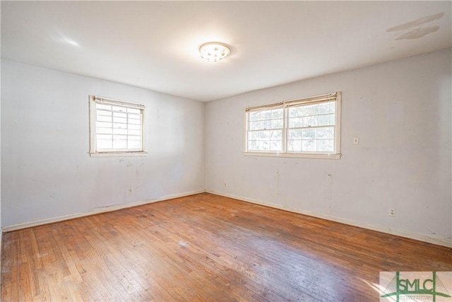 empty room with hardwood / wood-style floors and plenty of natural light