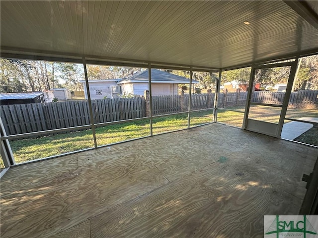 view of unfurnished sunroom