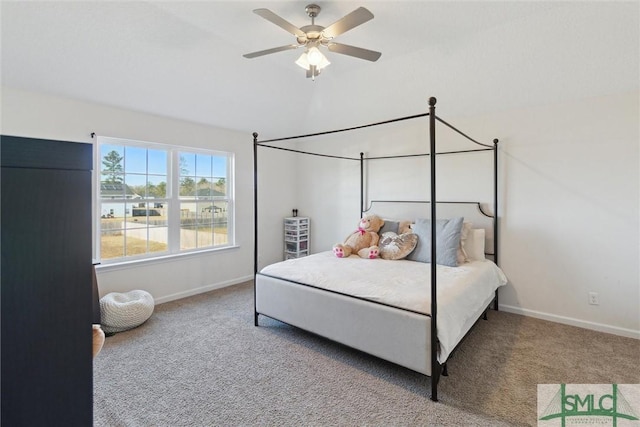 bedroom with carpet floors and ceiling fan