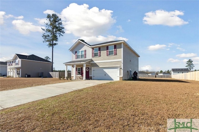 view of property with a garage