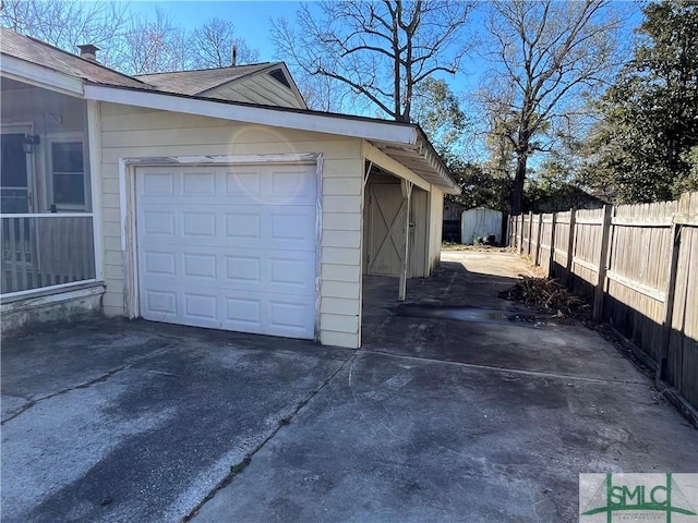 view of garage