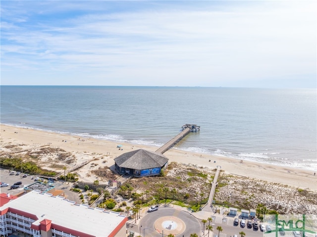 view of water feature with a view of the beach