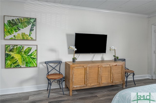 16 Tybrisa St Unit 127, Tybee Island, GA 31328 - bedroom featuring crown molding and dark wood-type flooring