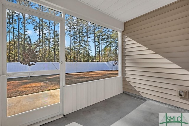 view of unfurnished sunroom