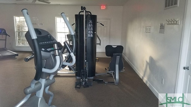 83 Marsh Salt Ln, Port Wentworth, GA 31407 - workout area with a ceiling fan and baseboards
