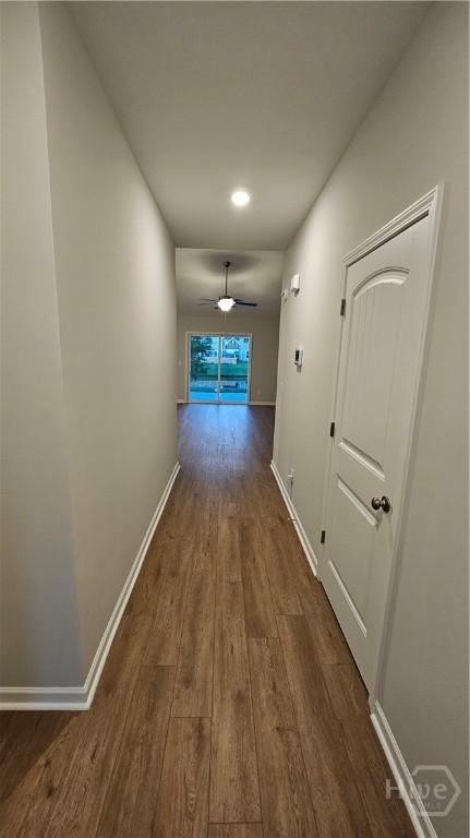 83 Marsh Salt Ln, Port Wentworth, GA 31407 - corridor with dark wood-style floors and recessed lighting