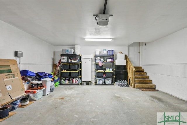 garage with a garage door opener