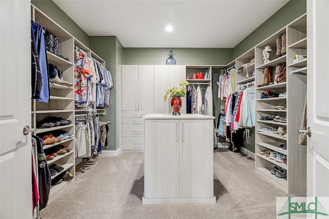 spacious closet with light carpet