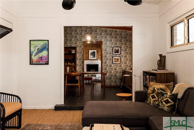 living room featuring carpet flooring