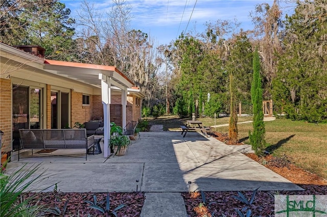 view of patio with an outdoor living space