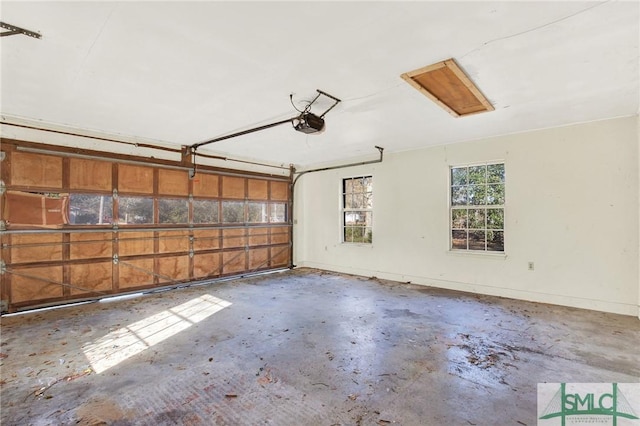 garage with a garage door opener