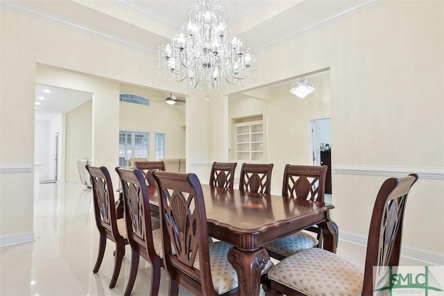 dining area with crown molding