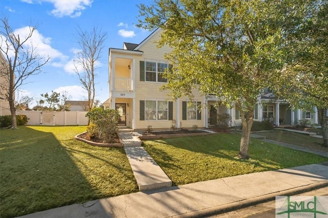 view of front of home with a front yard