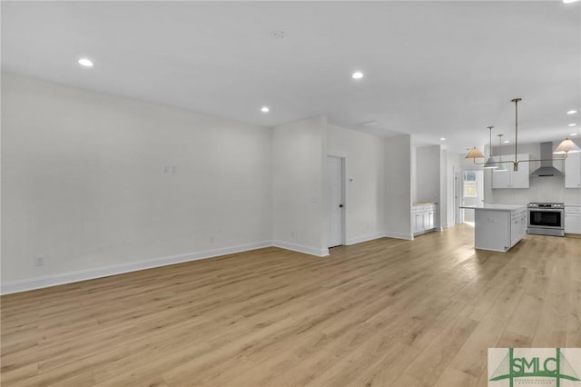 unfurnished living room featuring light hardwood / wood-style flooring