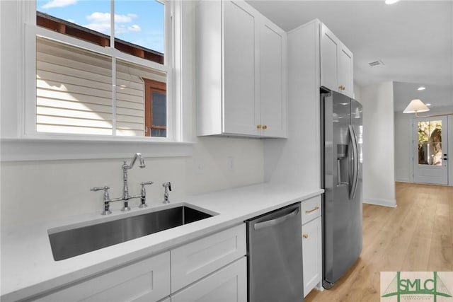 kitchen with white cabinetry, sink, and appliances with stainless steel finishes