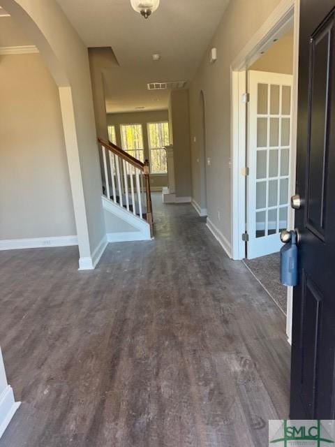 entrance foyer with dark wood-type flooring