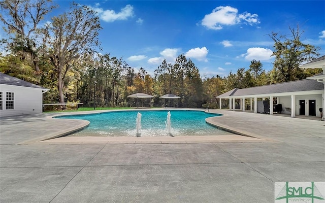 view of pool featuring a patio