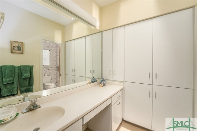 bathroom with toilet and vanity