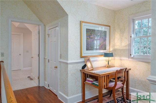 dining area with hardwood / wood-style flooring