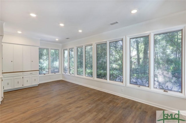 view of unfurnished sunroom