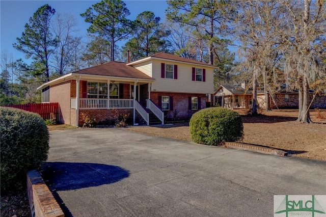 tri-level home with covered porch