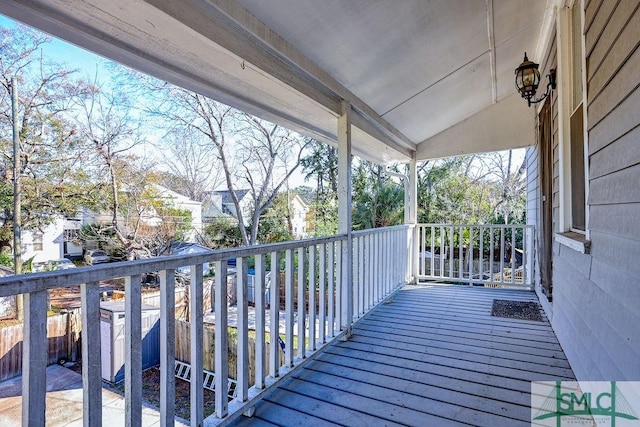 deck with covered porch