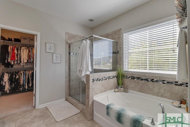 bathroom with independent shower and bath