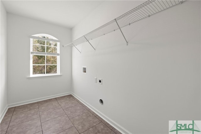 laundry area featuring baseboards, hookup for an electric dryer, washer hookup, and laundry area