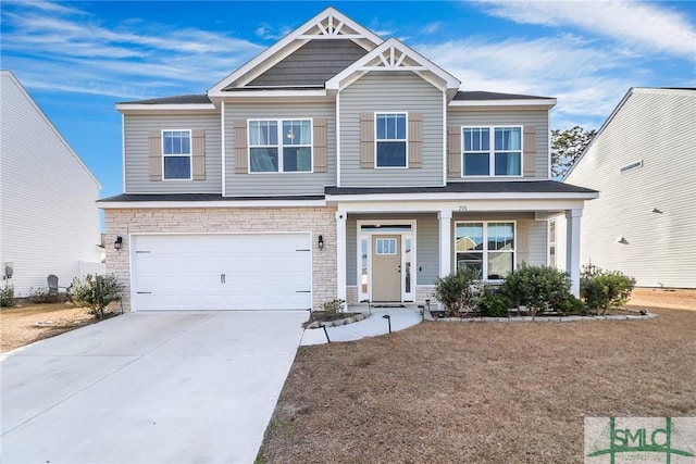 craftsman inspired home with a garage