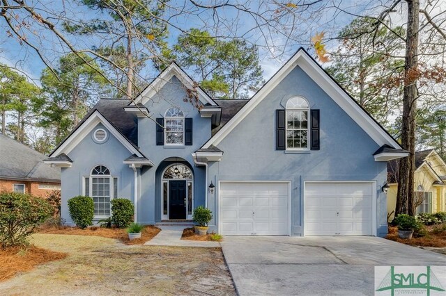 front facade with a garage