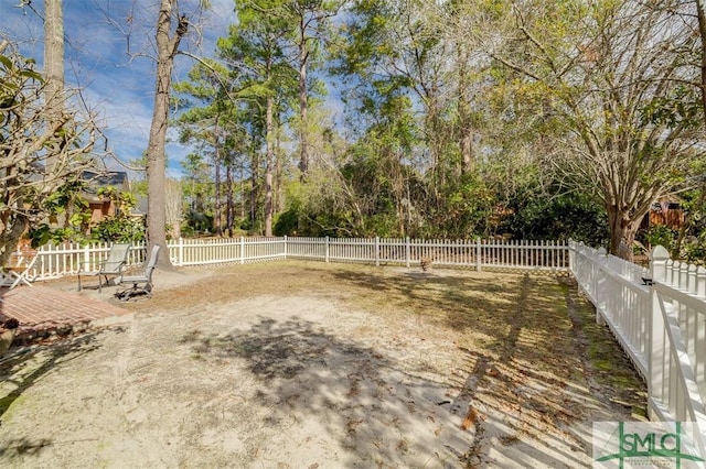 view of yard featuring a fenced backyard