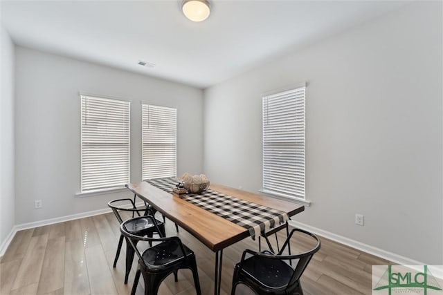 dining area featuring light hardwood / wood-style flooring